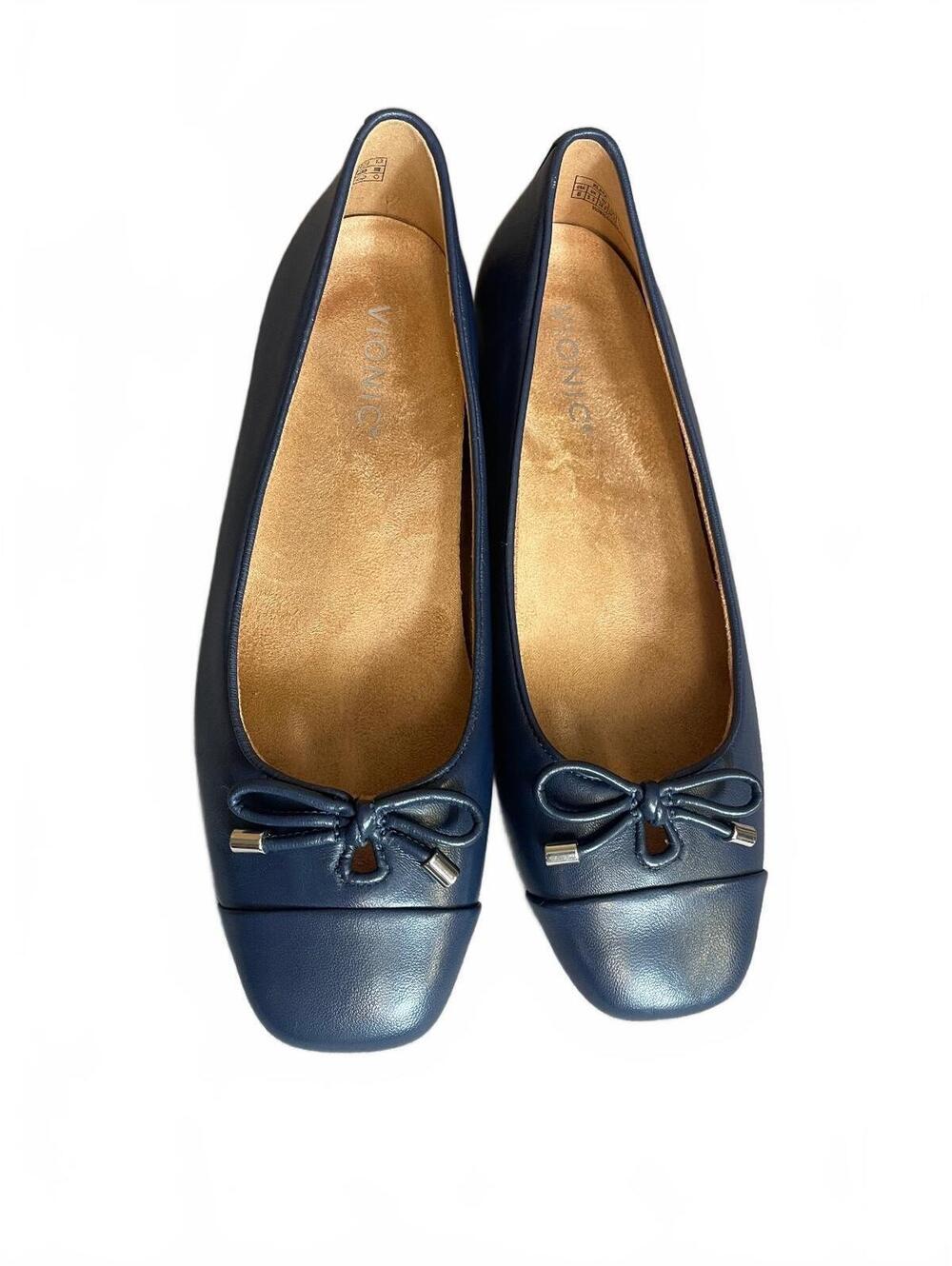 Vionic Klara navy ballet flats with bow detail 8 - Picture 4 of 8